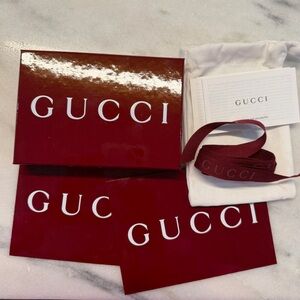 Gucci Burgundy gift Box with dust bag, ribbon and evelopes
